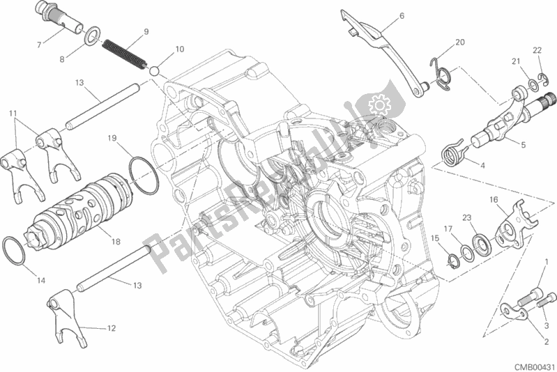Alle onderdelen voor de Schakelnok - Vork van de Ducati Monster 821 USA 2016